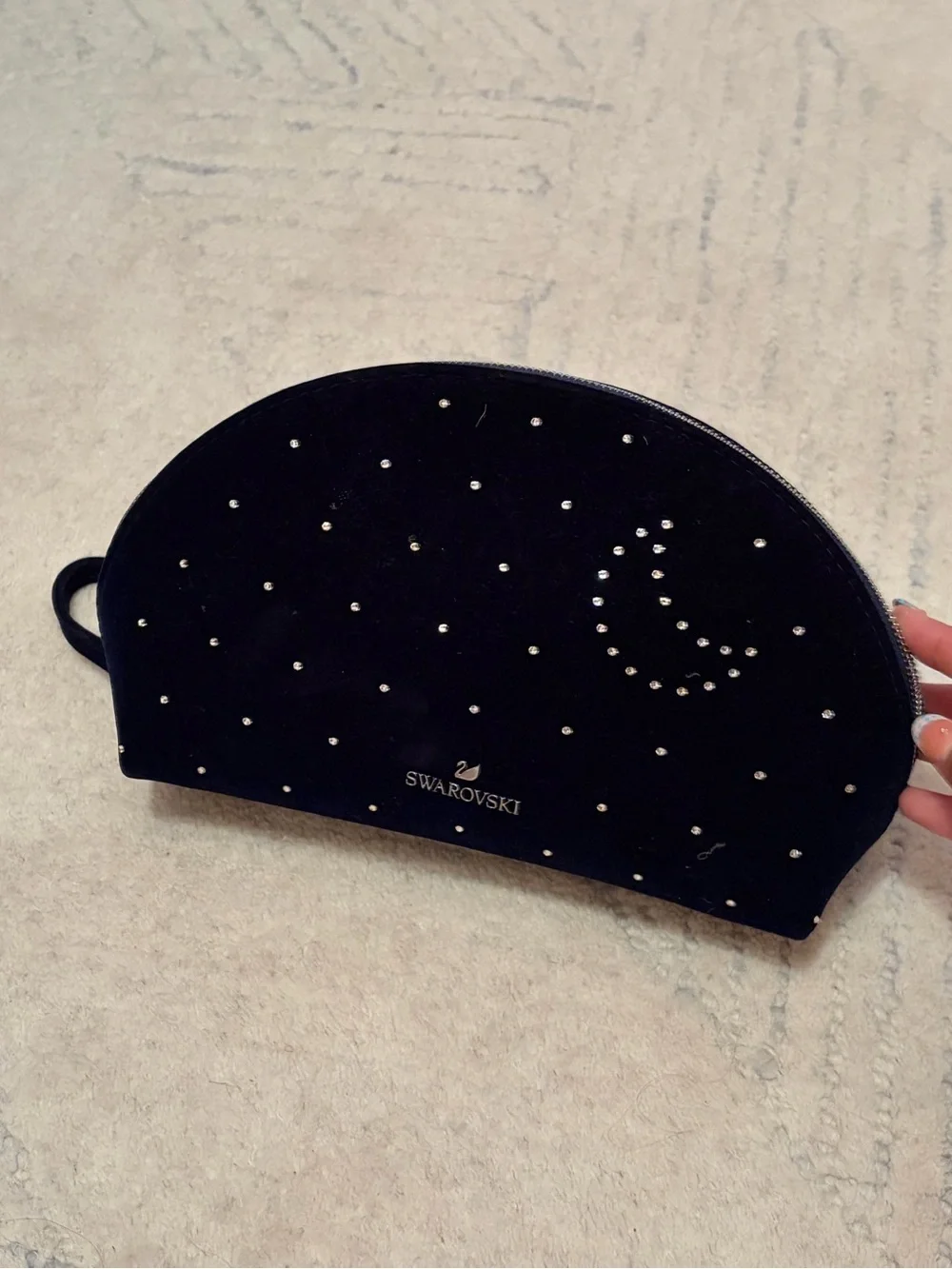 Swarovski Navy Blue Velvet Crystal-Embellished Clutch Purse